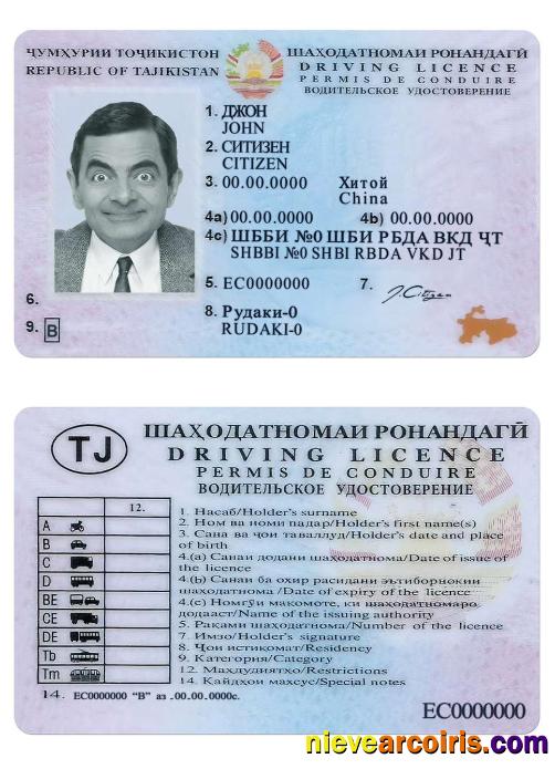 Tajikistan driving license, version 2